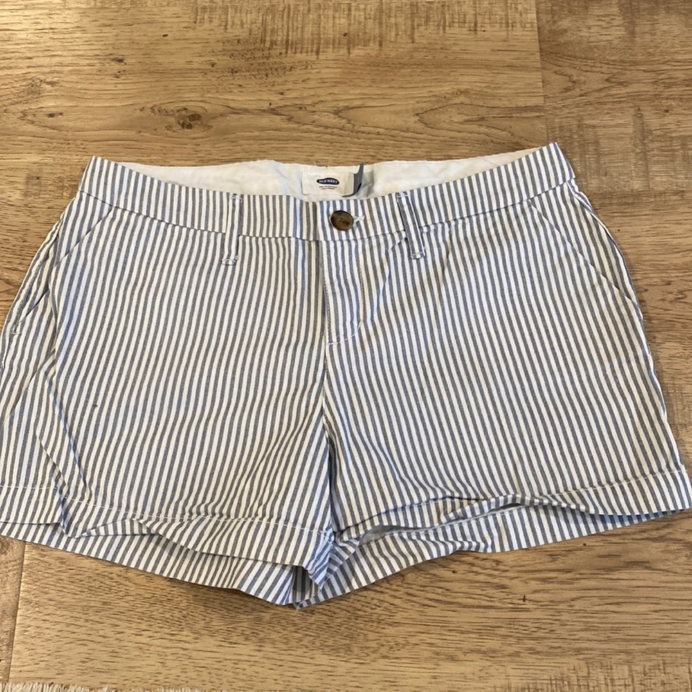 Navy blue seersucker shorts